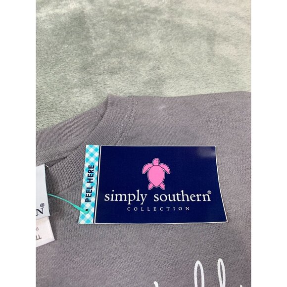 Simply Southern Shirt Girl Small Gray Long Sleeve Shirt It's Christmas Yall - Picture 7 of 12